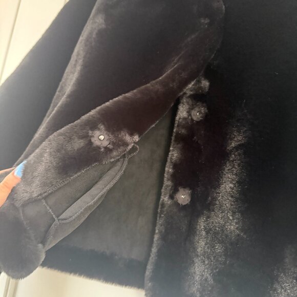 NWT Apparis Miller Short Coat Faux Fur Black Sz Medium Notch Collar Long Sleeves - Picture 10 of 12